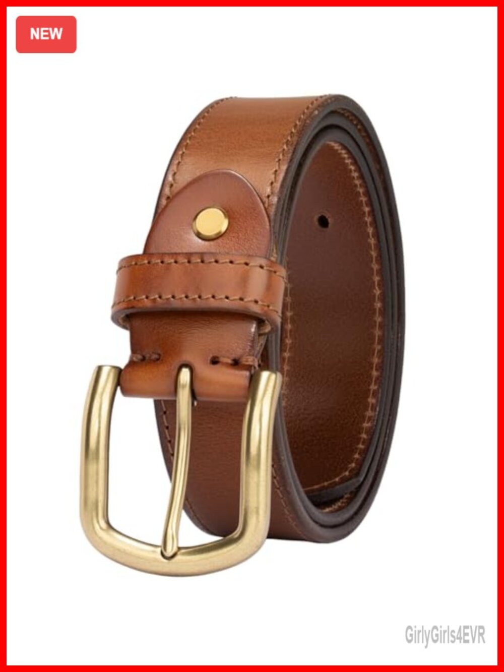 Women's Genuine Leather Belt 1.3" with Gold Buckle for Jeans Pants